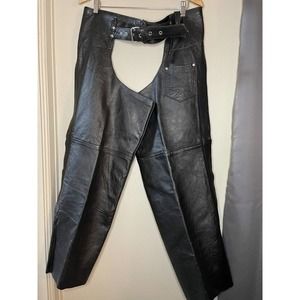 Leather Club BlackMotorcycle Leather Chaps Pants Biker‎ Cowboy Riding Racing 4XL